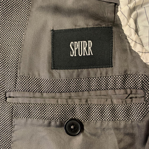 SIMON SPURR Size 36 Grey Black Nailhead Wool Peak Lapel Suit