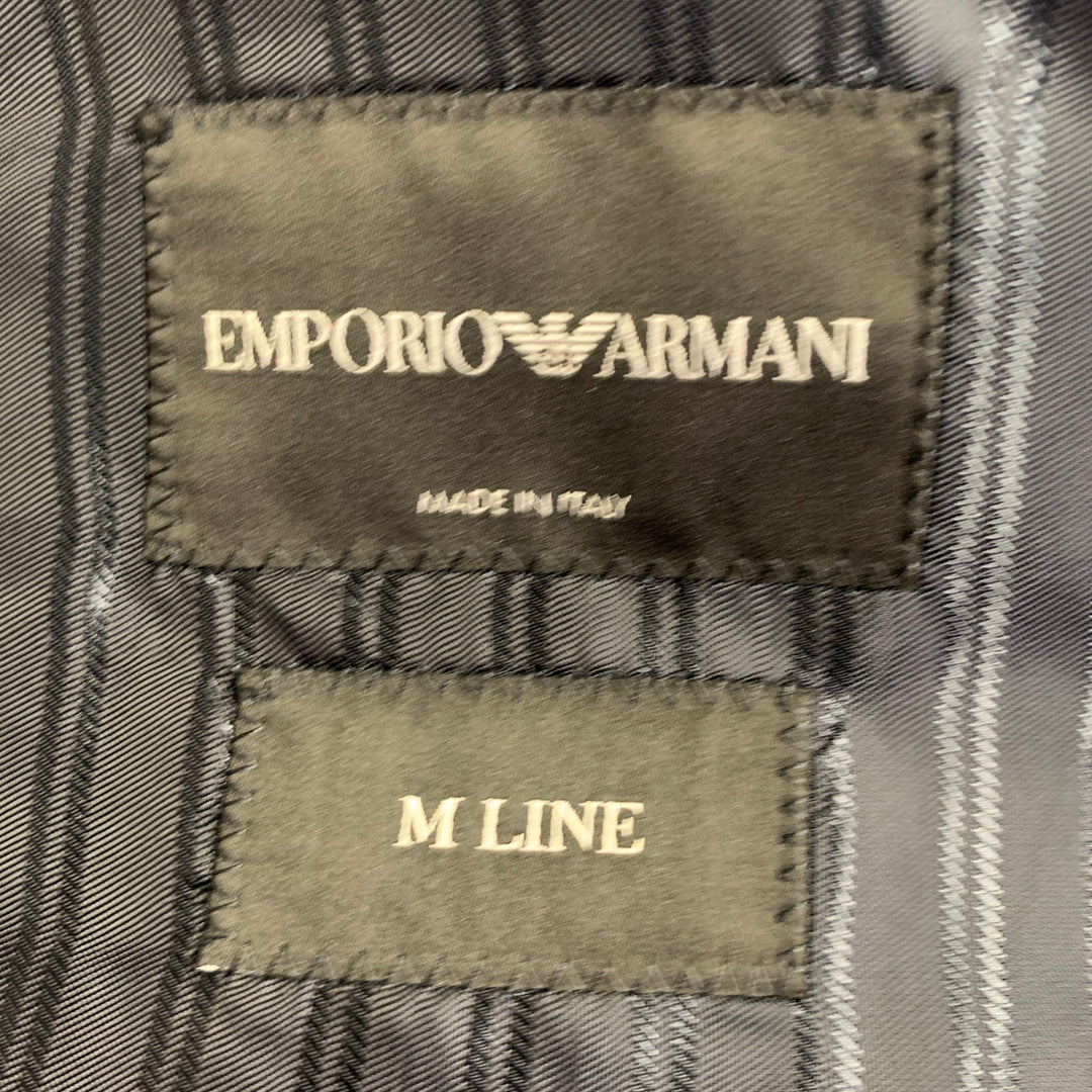 EMPORIO ARMANI Size 40 Navy Black Textured Wool Silk Sport Coat