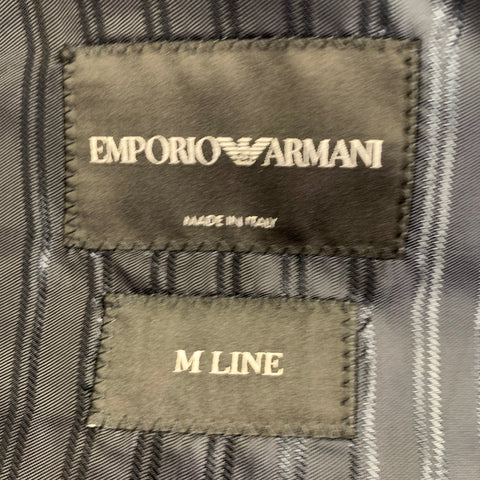 EMPORIO ARMANI Size 40 Navy Black Textured Wool Silk Sport Coat