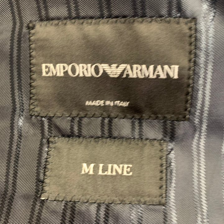 EMPORIO ARMANI Size 40 Navy Black Textured Wool Silk Sport Coat