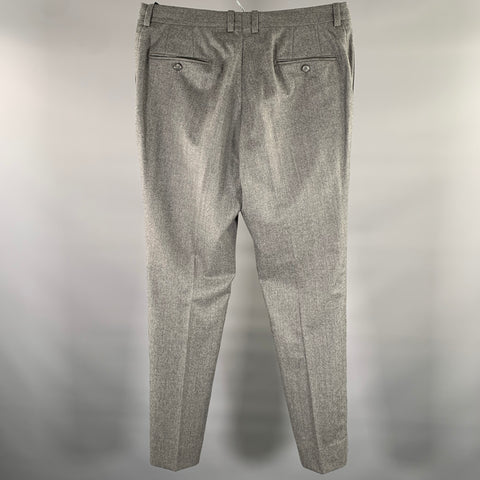 SAKS FIFTH AVENUE Size 34 Gray Heather Wool Flat Front Dress Pants