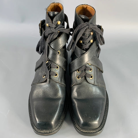 POLO by RALPH LAUREN Size 9.5 Black Gold Leather Buckle Boots