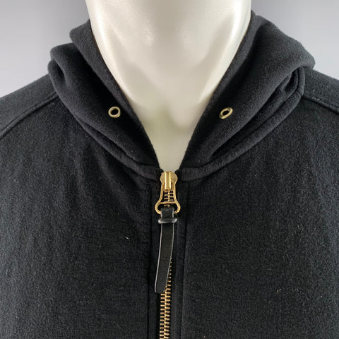 VISVIM Size XL Black Zip Cotton Hoodie Jacket