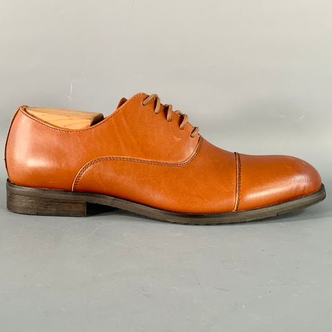 FRYE Size 8.5 Tan Leather Cap Toe Oxford Lace-Up Shoes