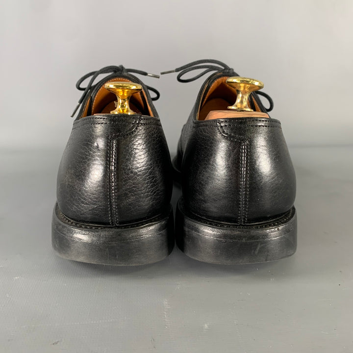 JOHN LOBB Size 9 Black Textured Leather Pointed Toe Lace Up Shoes