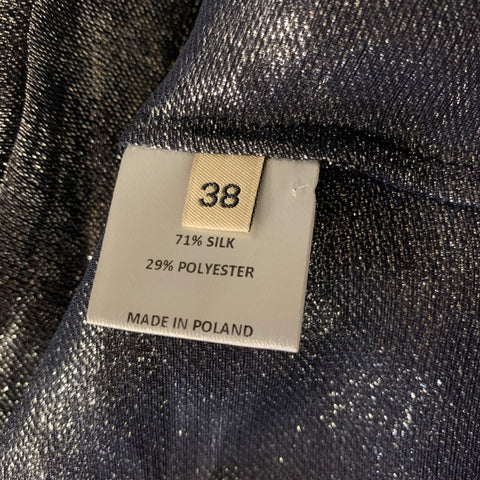 ALEXANDRE VAUTHIER Size M Silver Silk & Polyester Metallic Cropped Shirt