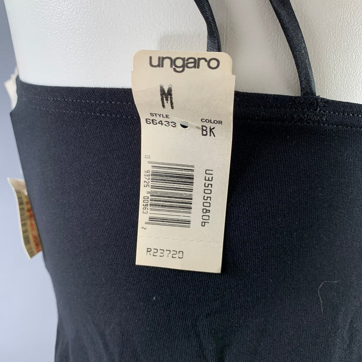 UNGARO Size M Black Nylon Blend Mixed Fabrics Spaghetti Straps Casual Top