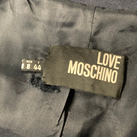 LOVE MOSCHINO Size 8 Navy Cotton Floral Notch Lapel Jacket Blazer