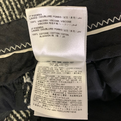 OFF-WHITE Size 30 White Black Herringbone Acrylic Blend Pleated Pants