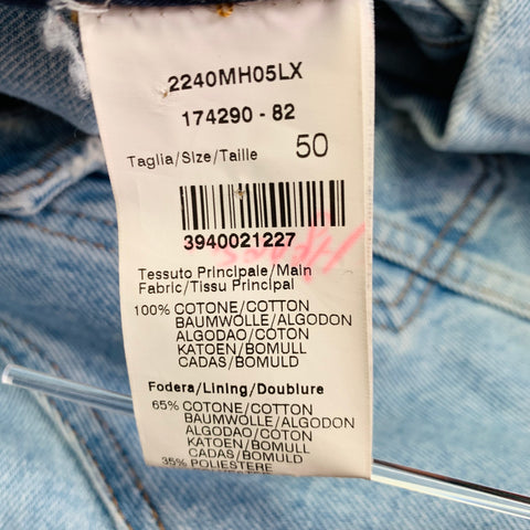 MSGM Size 40 Light Blue Distressed Denim Trucker Jacket
