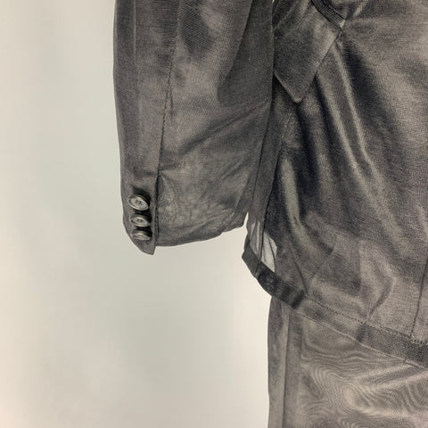 DOLCE & GABBANA Size 42 Black See Through Polyamide Peak Lapel Suit