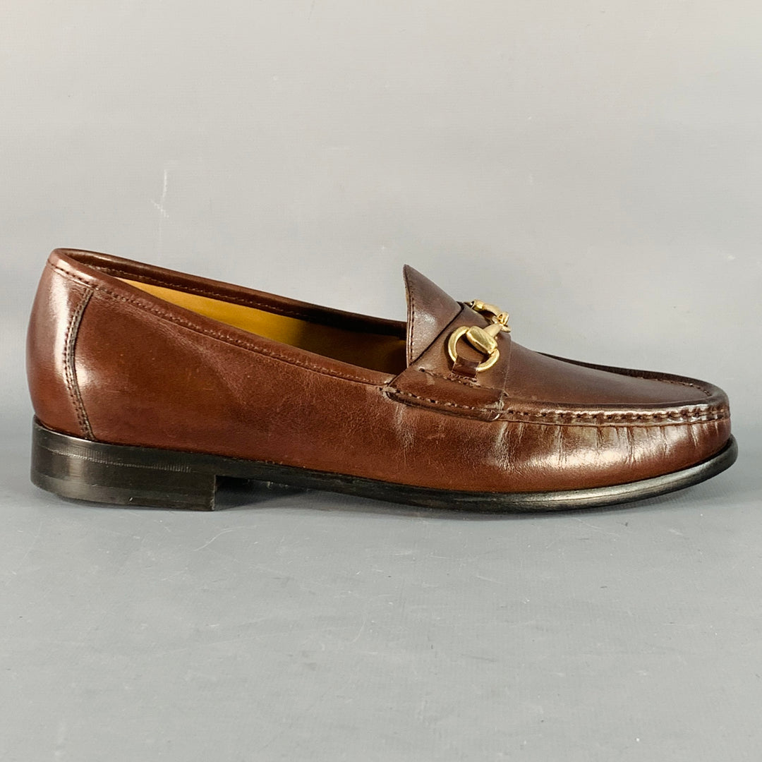 COLE HAAN Vintage Size 7 Ascot II Brown Gold Leather Horsebit Loafer Flats