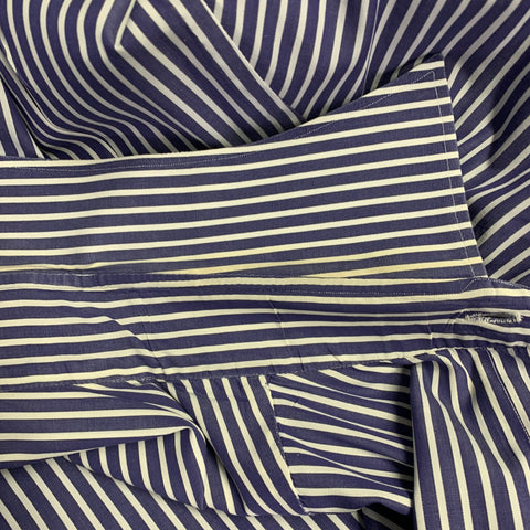 KITON Size XXL Navy White Stripe Cotton Long Sleeve Shirt