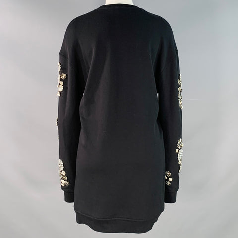 MCQ by ALEXANDER MCQUEEN Size XXS Black Cotton Blend Crystal Embellishment Sweatshirt Dress