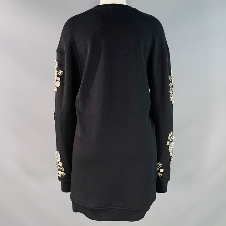 MCQ by ALEXANDER MCQUEEN Size XXS Black Cotton Blend Crystal Embellishment Sweatshirt Dress