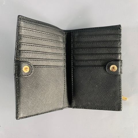 TORY BURCH Black Gold Saffiano Leather Bifold Wallet