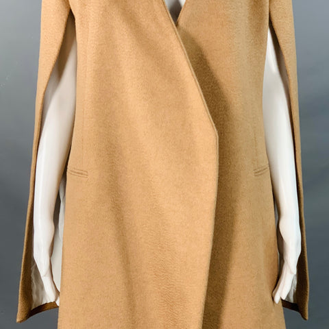 PORTS 1961 FW19 Size 4 Tan Camel Hair Textured Open Front Cape Coat