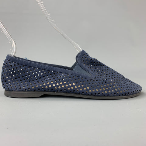 STELLA McCARTNEY Zapatos planos de gamuza sintética perforados azul marino talla 7.5
