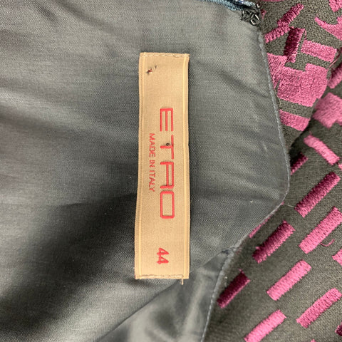 ETRO Size 8 Charcoal Wool Embroidered Shift Dress
