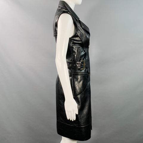 MCQ by ALEXANDER MCQUEEN 2012 Size S Black Brass Leather Longline Vest