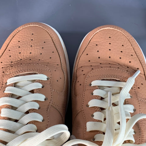 NIKE AIR Size 10.5 Orange White Logo Leather Chunky Sole Sneakers