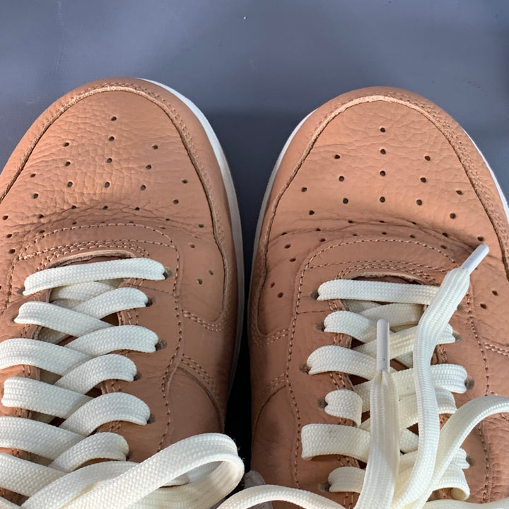 NIKE AIR Size 10.5 Orange White Logo Leather Chunky Sole Sneakers