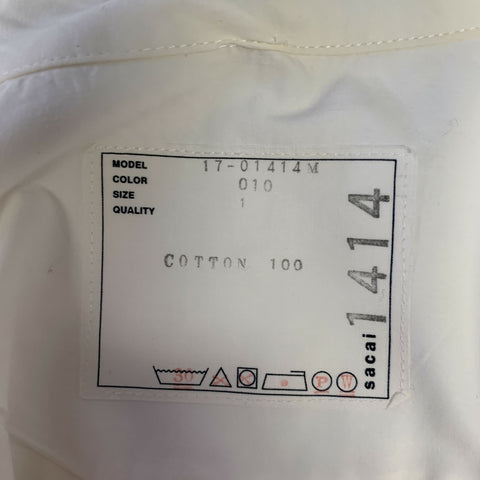 SACAI Size XS White Embroidery Cotton Button Down Long Sleeve Shirt