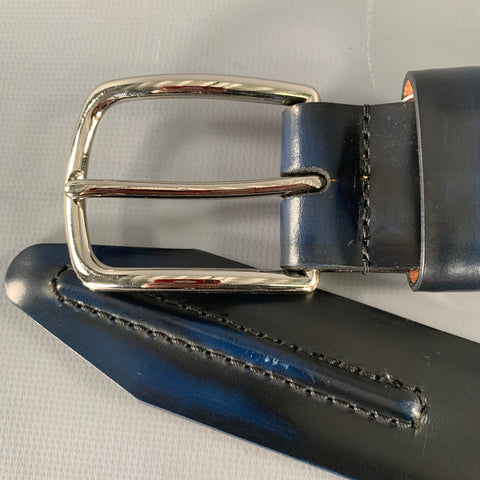 Ceinture en cuir ALLEN EDMONDS taille 36, rayures noires et bleues