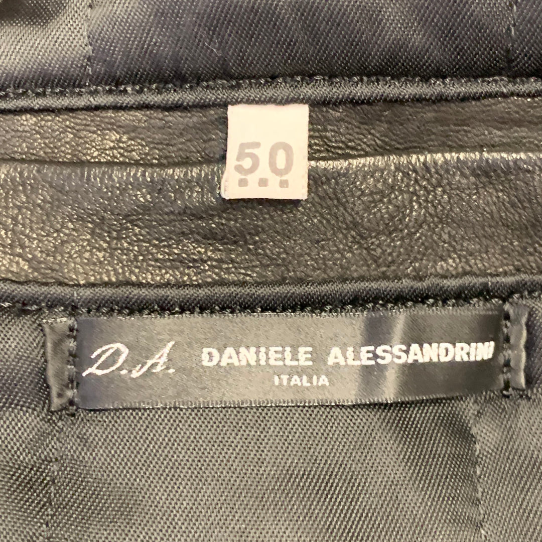 DANIELE ALESSANDRINI Size 40 Black Leather Contrast Trim Jacket