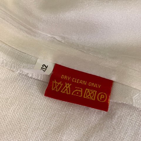 SHANGHAI TANG Size M White Linen Nehru Collar Jacket