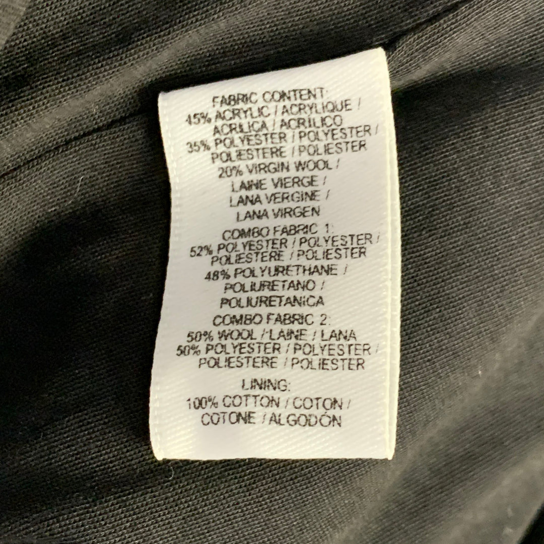 DEREK LAM Size 6 White Black Acrylic Blend Knit Contrast Trim Coat