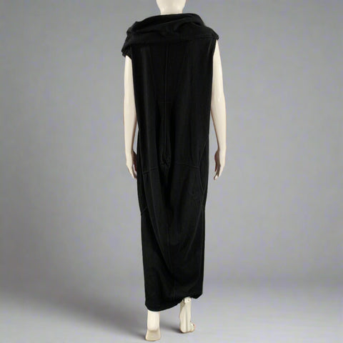 DRKSHDW Size S Black Cotton Draped Sleeveless Dress