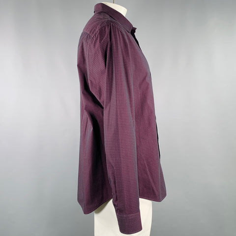 EMPORIO ARMANI Size XXL Burgundy White Dots Long Sleeve Shirt