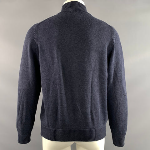 JOHNSTON & MURPHY Size M Navy Khaki Knit Cotton Wool Double Zipper Jacket