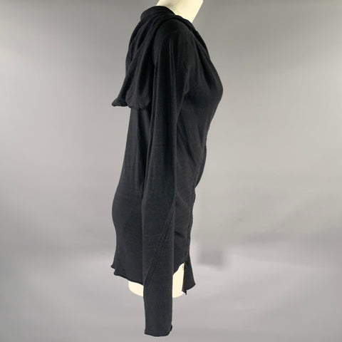 LOST & FOUND Size XS Black Cotton Asymmetrical Cardigan