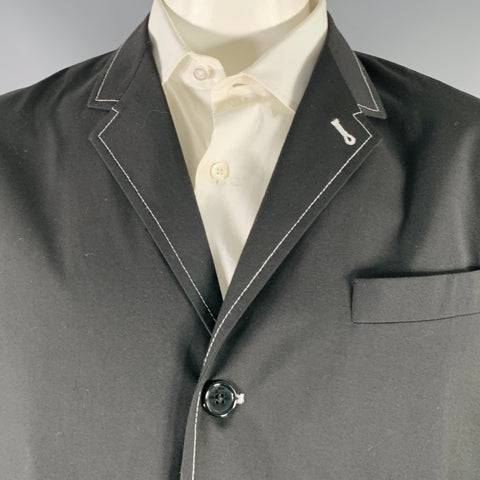 8 BY YOOX Size 44 Black White Contrast Stitch Jacket