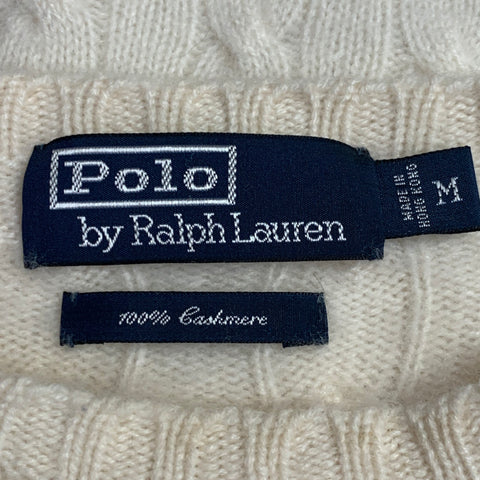 POLO by RALPH LAUREN Taille M Pull col rond en cachemire torsadé crème