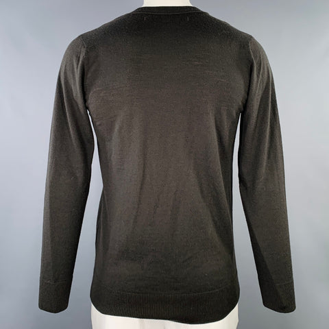 G-STAR Size XL Brown Merino Wool V-Neck Pullover
