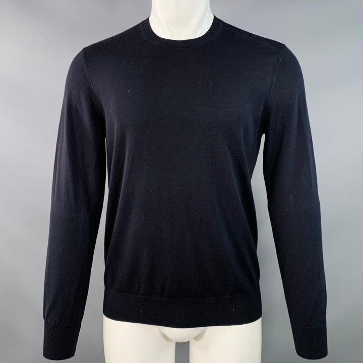 THEORY Size S Navy Wool Jersey Long Sleeve Crew Neck Pullover