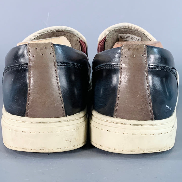 PAUL SMITH JEANS Size 8 Purple Cream Contrast Trim Leather Slip On Sneakers