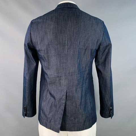 DSQUARED2 TOKYO Size 42 Indigo Black Cotton Satin Peak Lapel Sport Coat