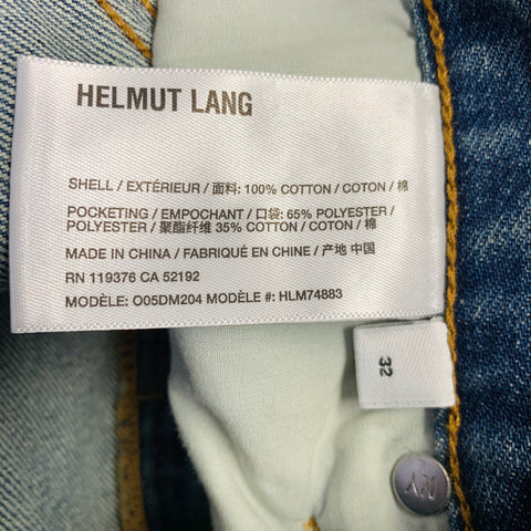 HELMUT LANG Size 32 Cropped Wide Leg Blue Paint Splatter Cotton Adjustable Five Pockets Jeans
