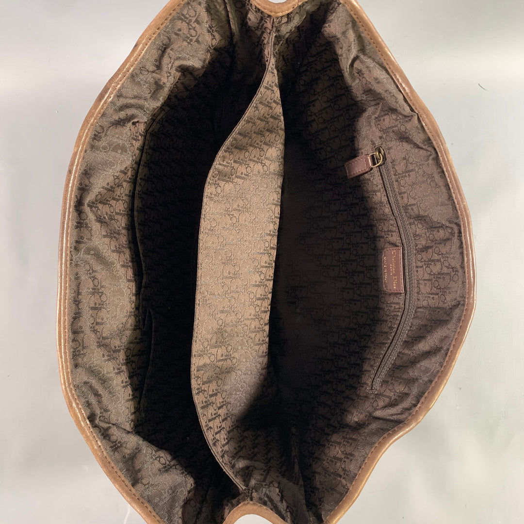 DIOR Brown Yellow Pleated Lambskin Leather Bags