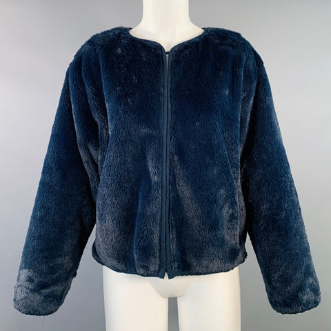XIRENA Size S Jensen Navy Faux Fur Hook Eye Jacket
