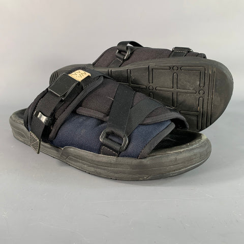 VISVIM Size L Christo Black Nylon Wrap Sandals