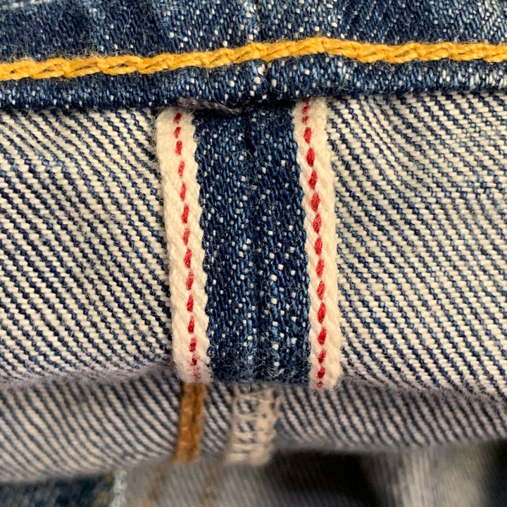 RRL by RALPH LAUREN Size 36 Blue Washed Cotton Selvedge Denim Twill Straight Jeans