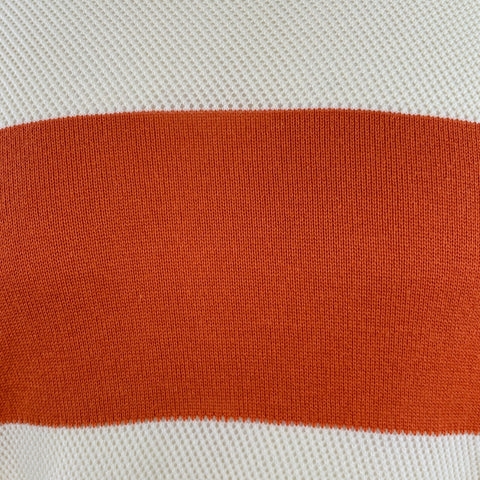 YMC Taille M Pull à motif rayé orange crème en coton mélangé