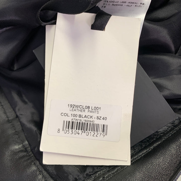 THE ATTICO Size S Black Lambskin Leather High Waisted Breeches Casual Pants