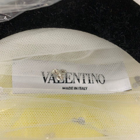 VALENTINO Size 12 White Polyamide See Through Bow Blouse