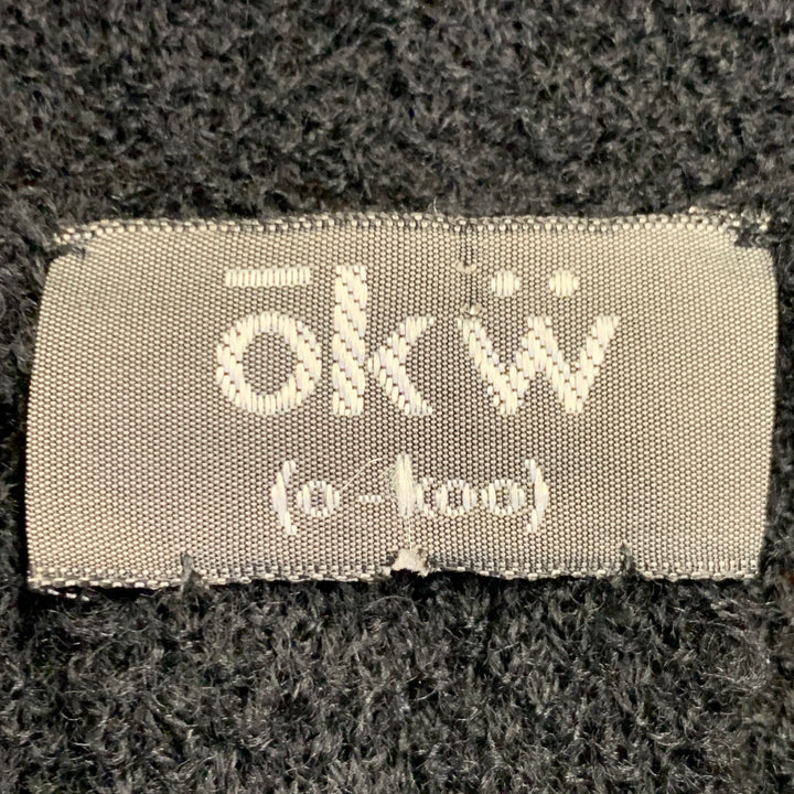 OKW Size S Black Gold Wool Stripe Midi Skirt Suit